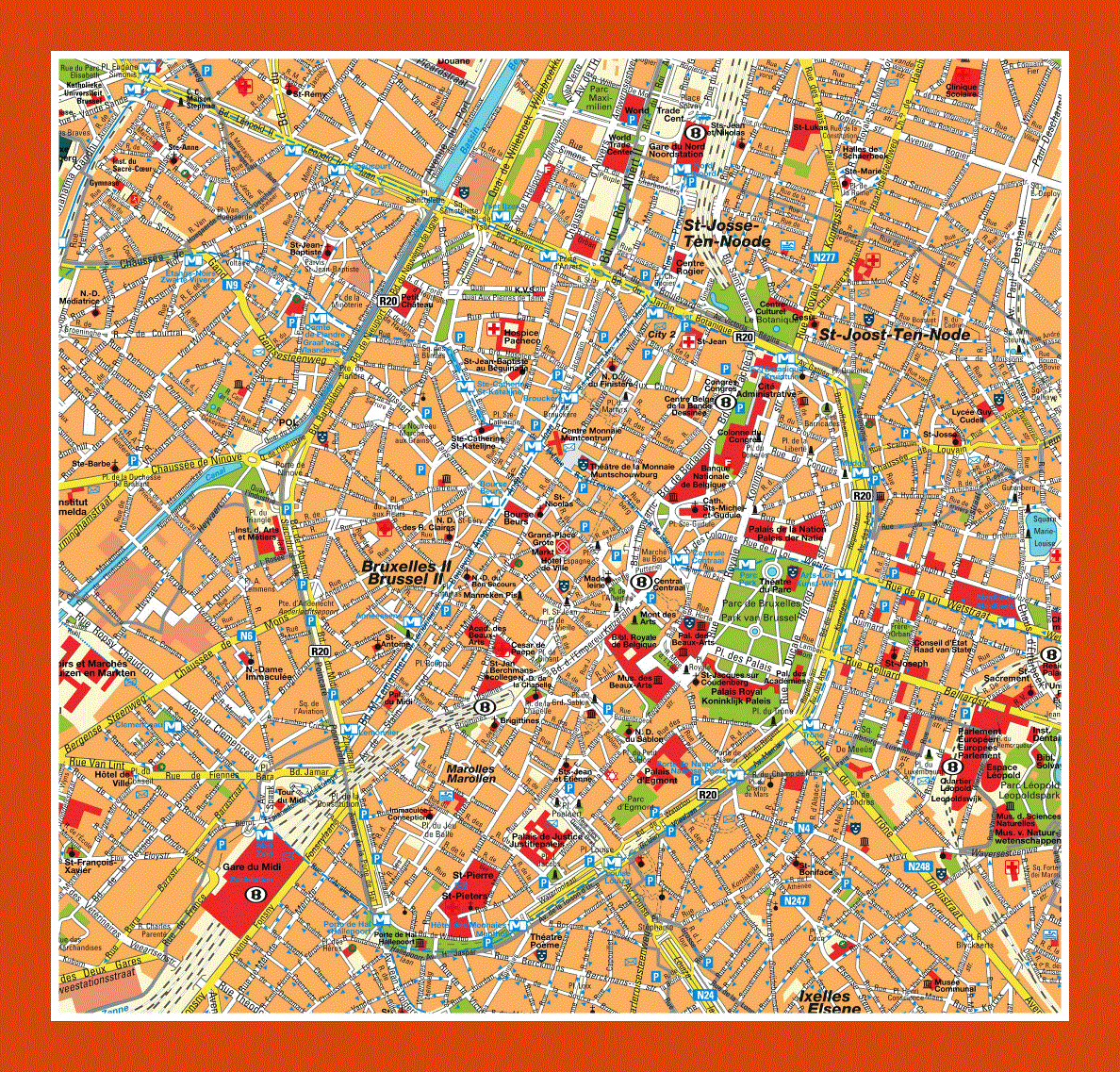 Tourist map of Brussels city center