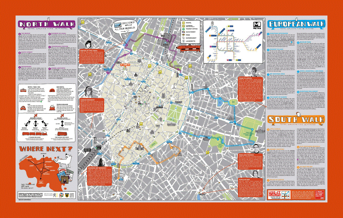 Tourist map of Brussels city center