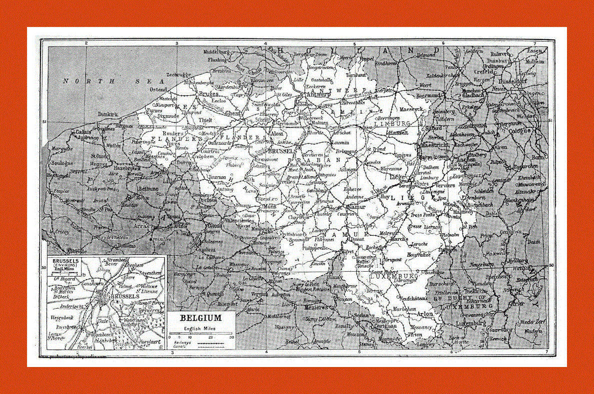 Old map of Belgium - 1922