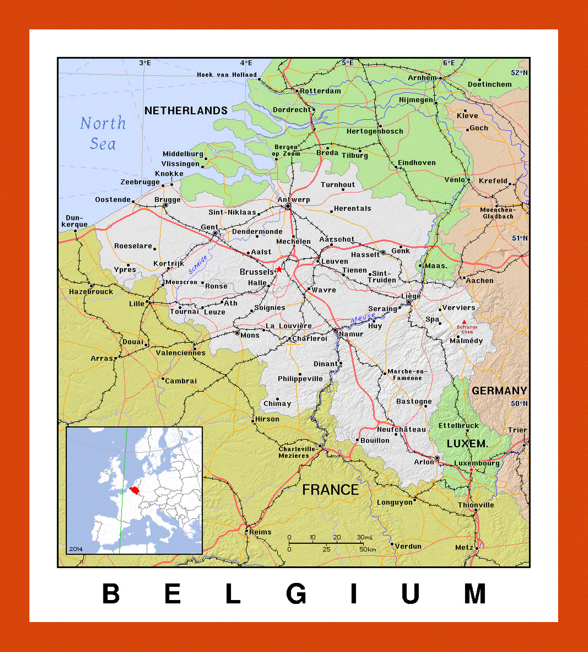 Political map of Belgium