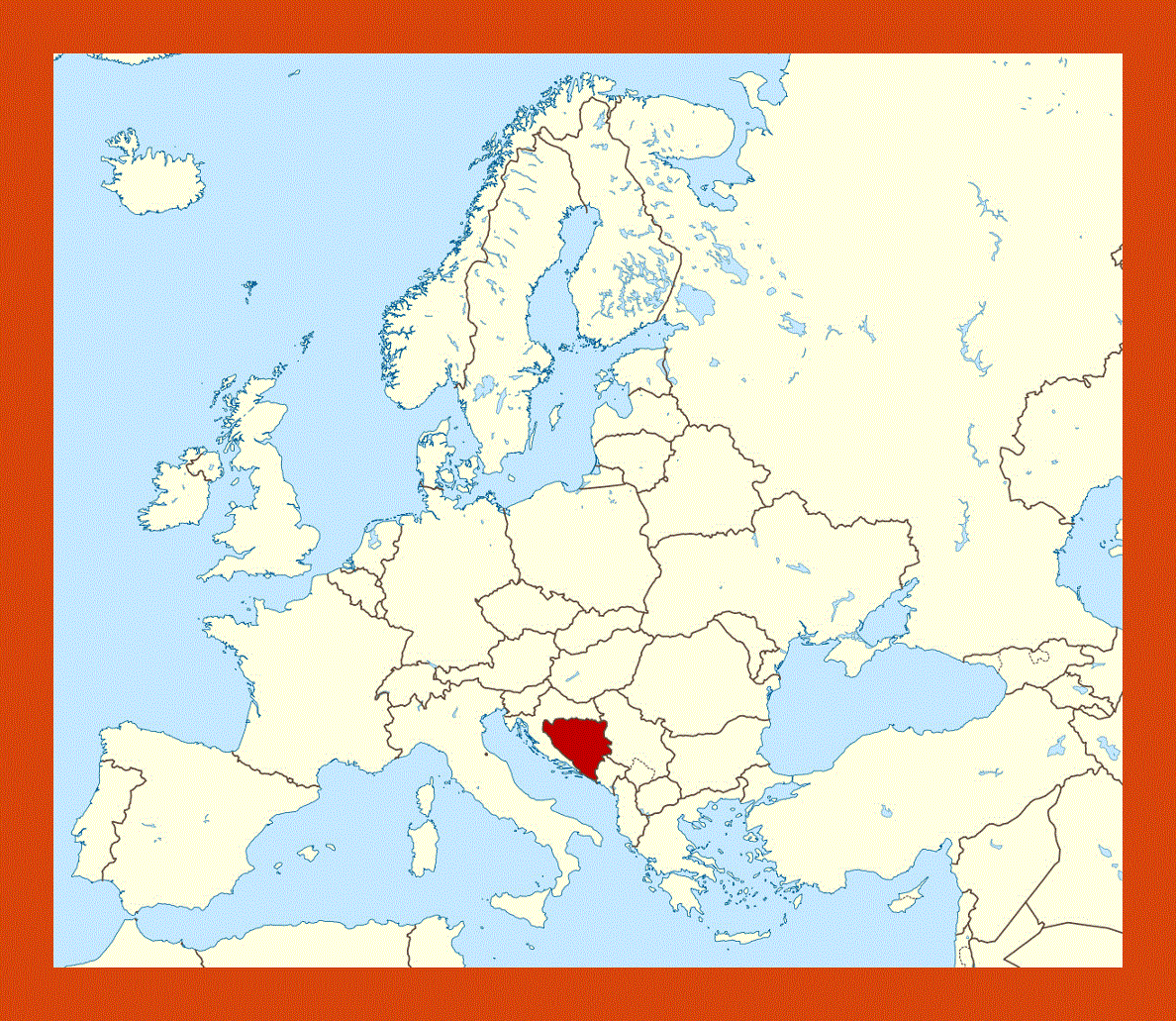 Location map of Bosnia and Herzegovina