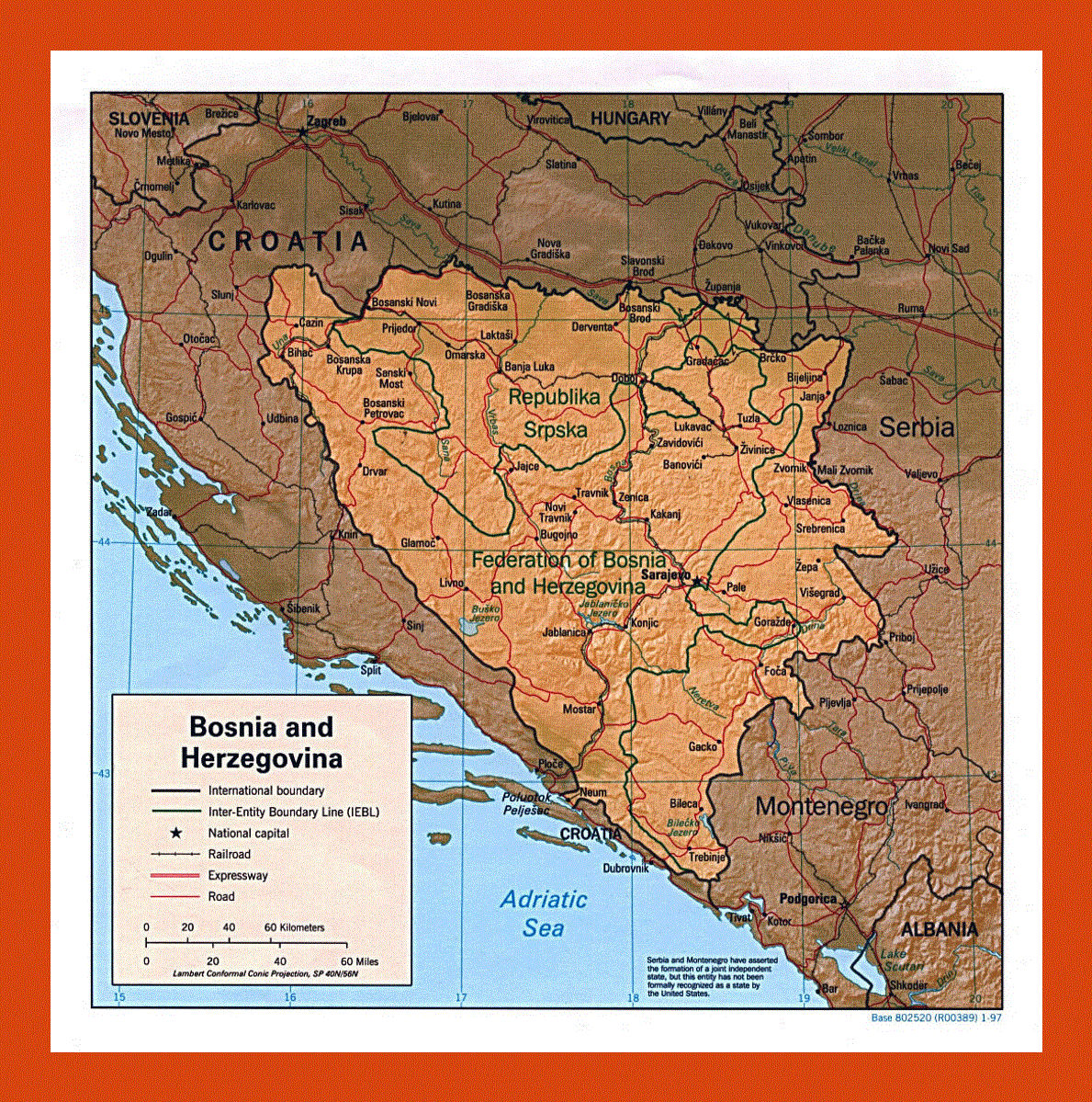 Political map of Bosnia and Herzegovina - 1997