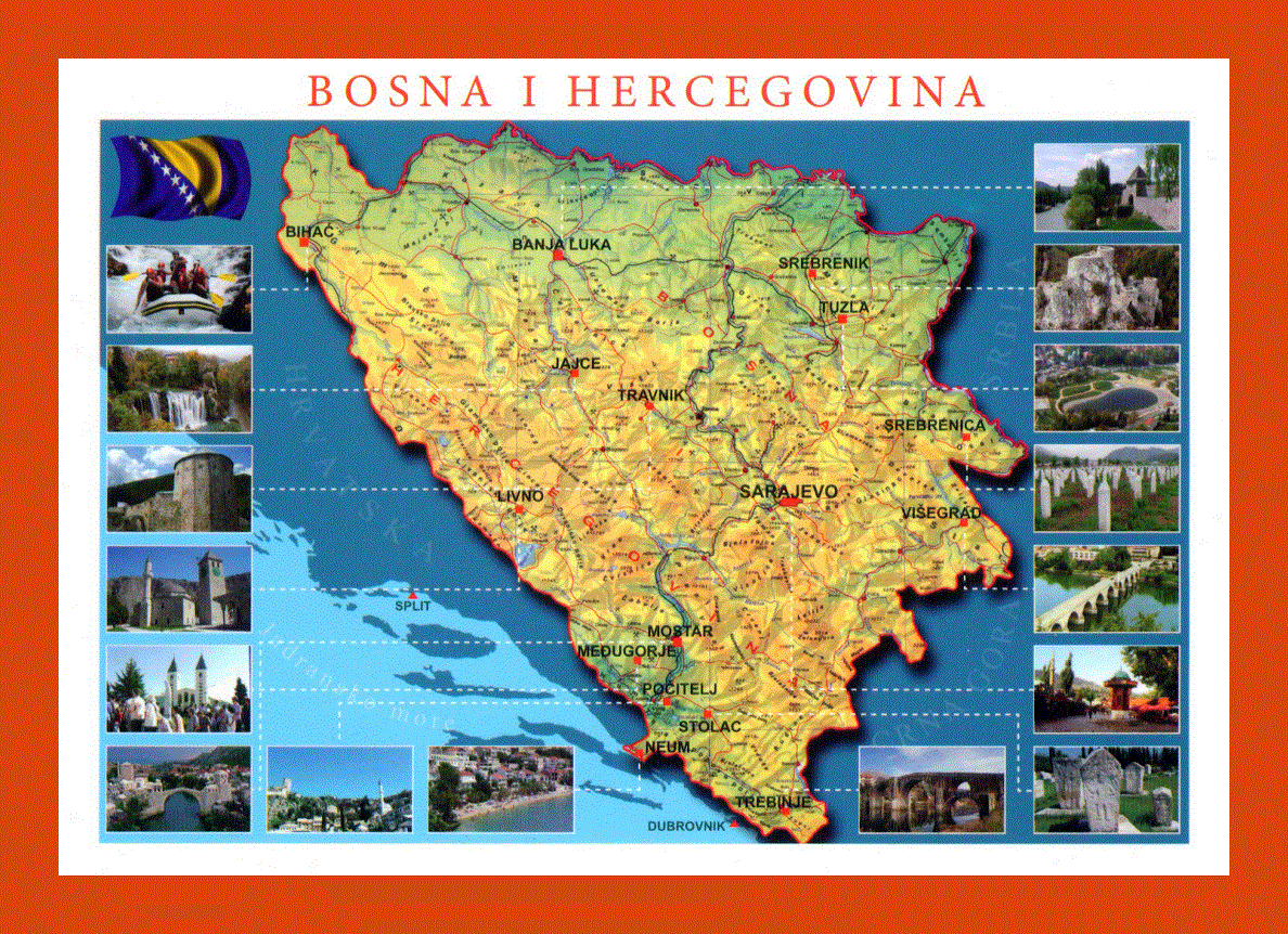 Tourist map of Bosnia and Herzegovina