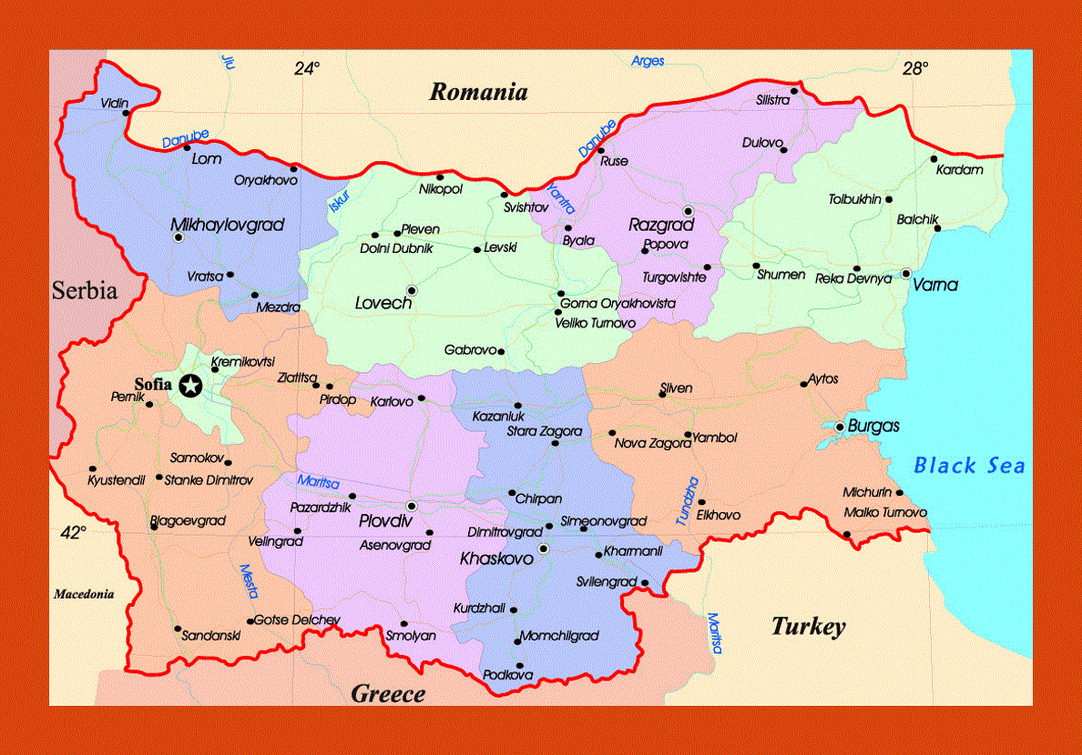 Administrative map of Bulgaria