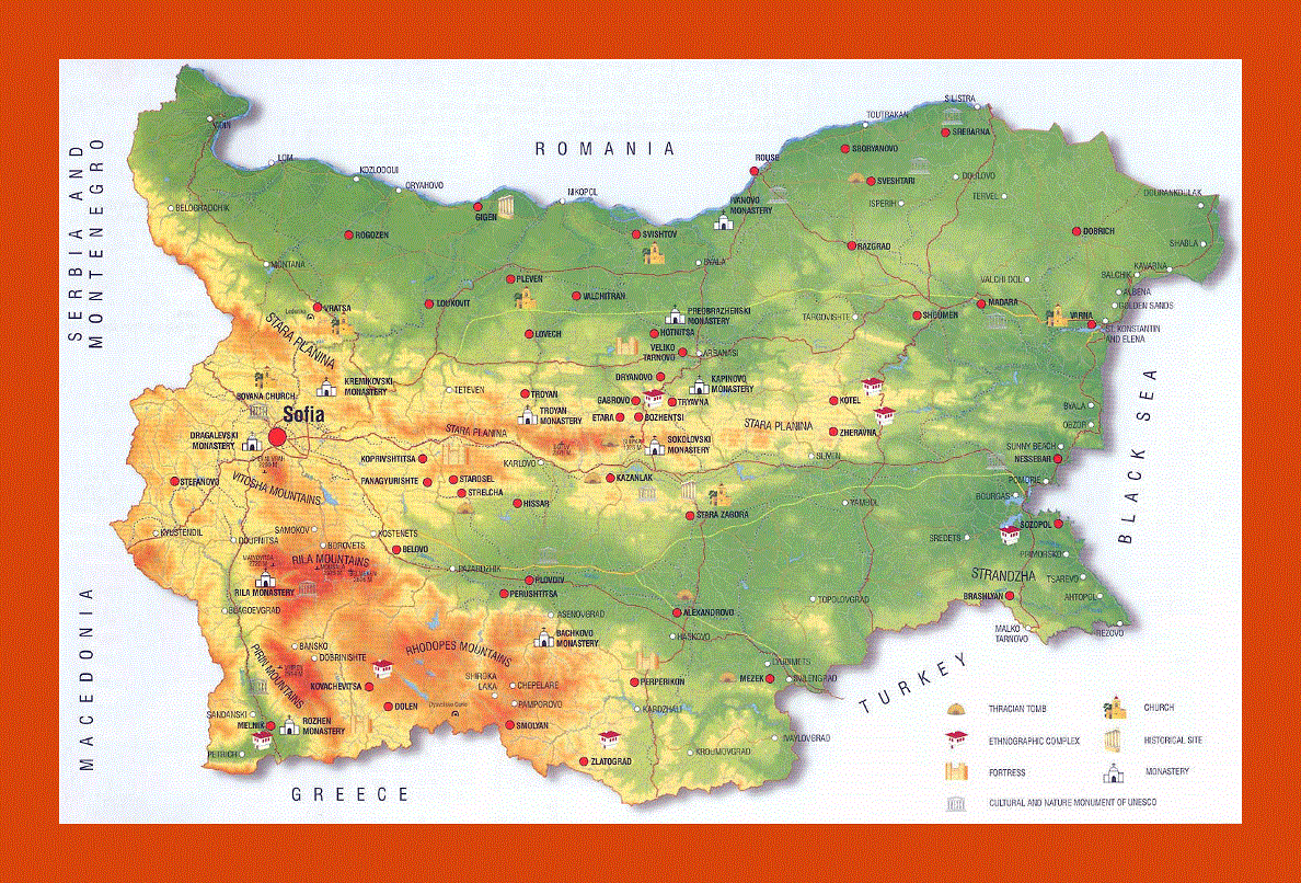 Culture history map of Bulgaria