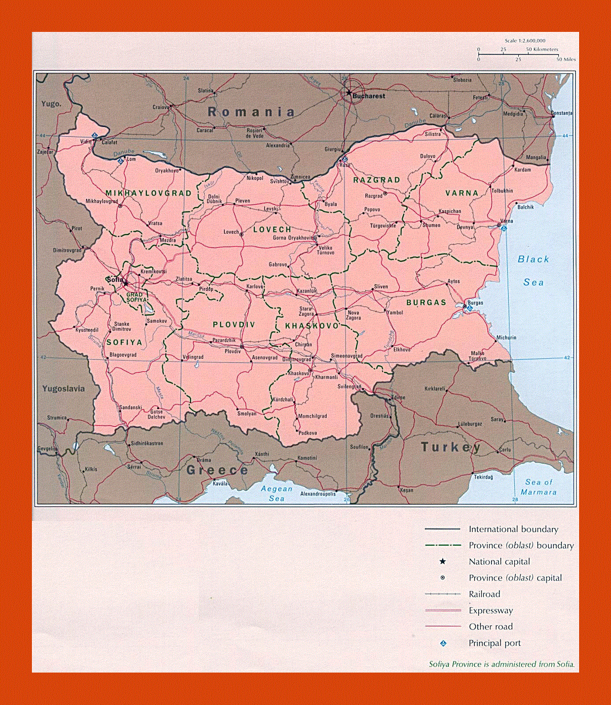 Political and administrative map of Bulgaria