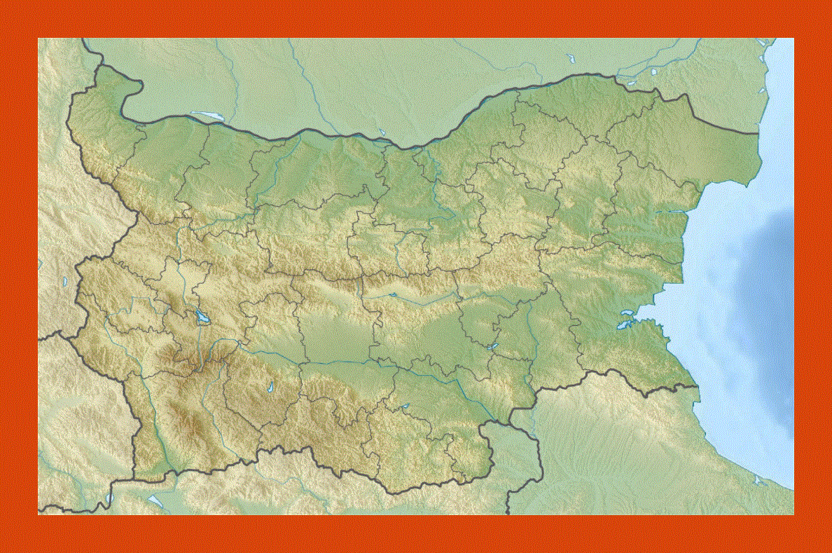Relief map of Bulgaria