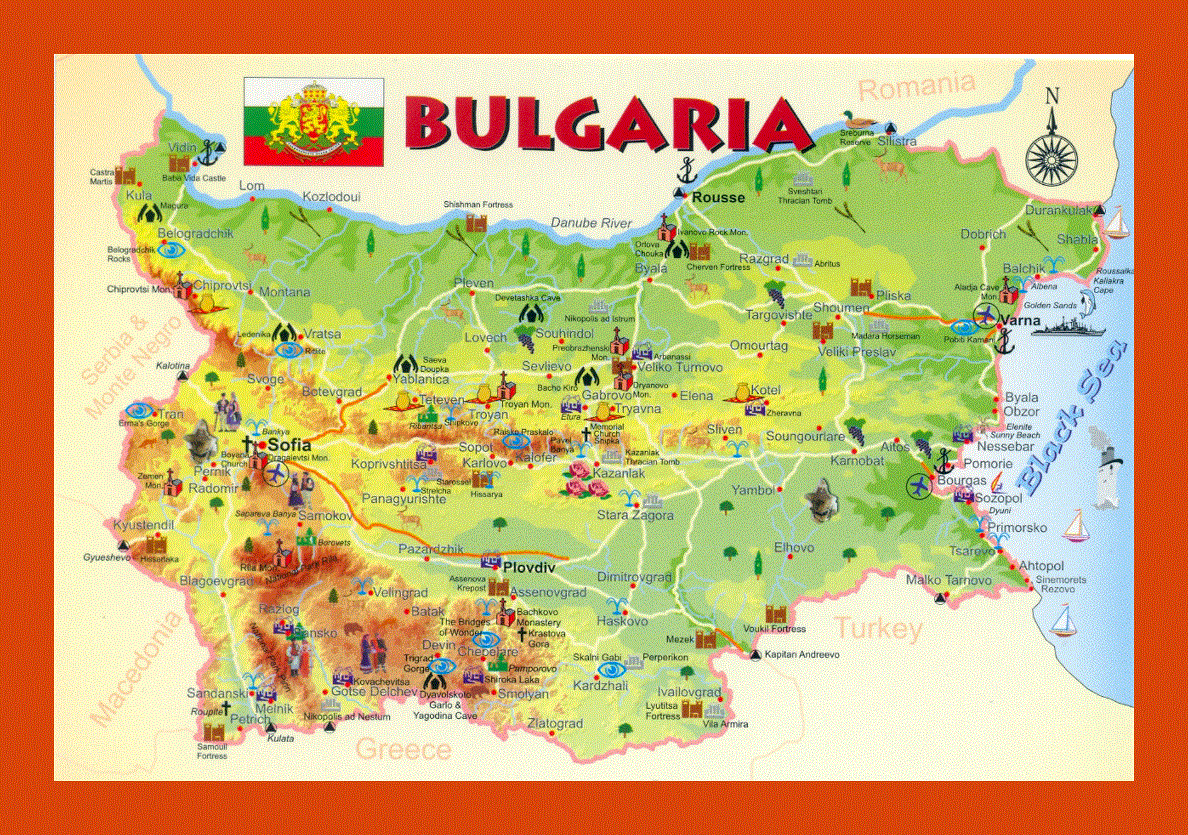 Tourist map of Bulgaria
