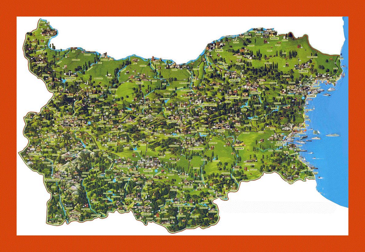 Tourist map of Bulgaria