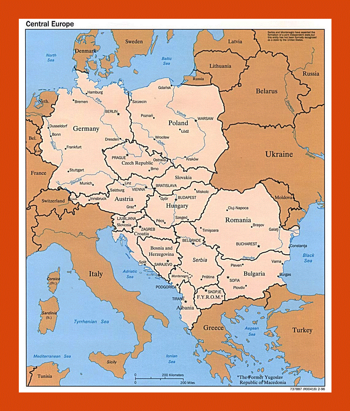 Political map of Central Europe - 1996