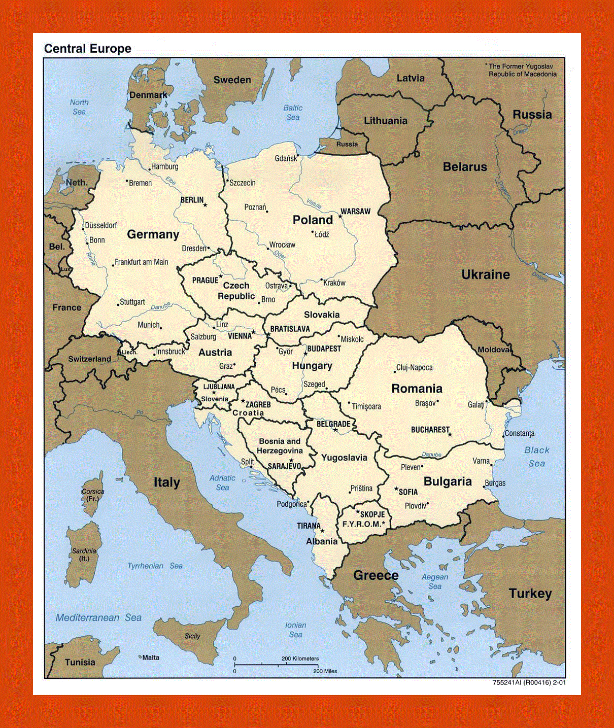 Political map of Central Europe - 2001