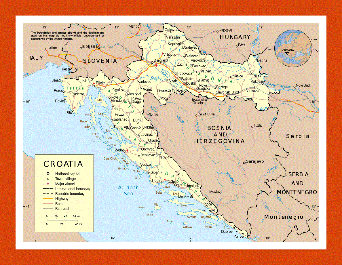 Political map of Croatia