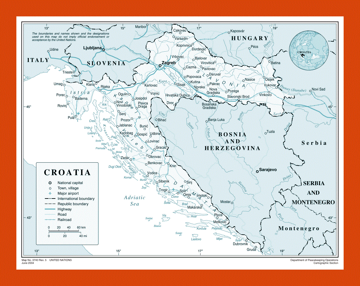 Political map of Croatia