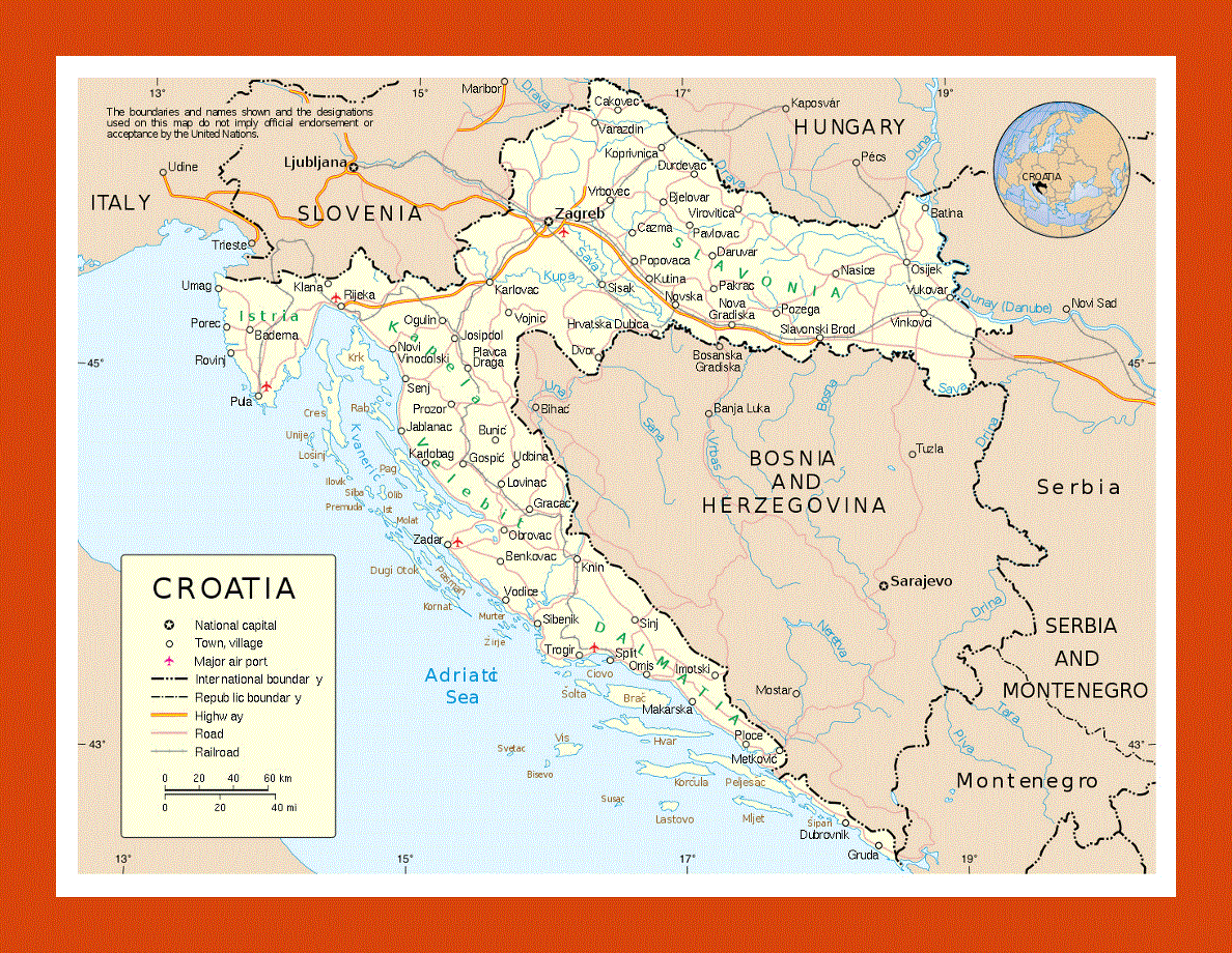 Political map of Croatia