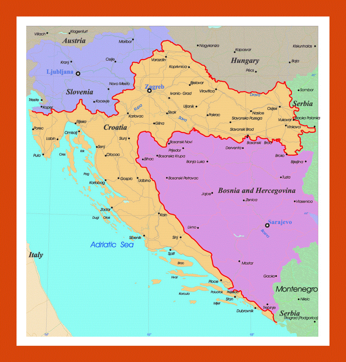 Political map of Croatia | Maps of Croatia | Maps of Europe | GIF map ...