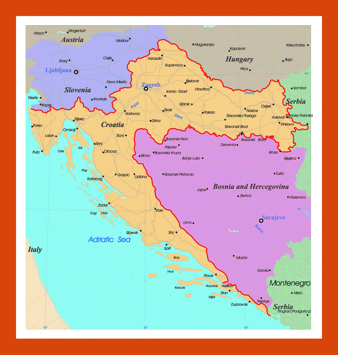 Political map of Croatia | Maps of Croatia | Maps of Europe | GIF map ...