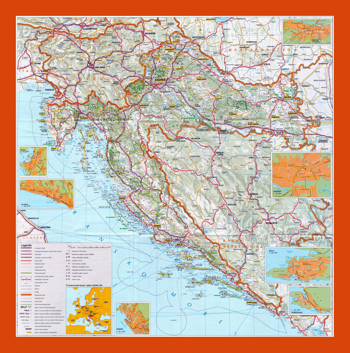 Road map of Croatia