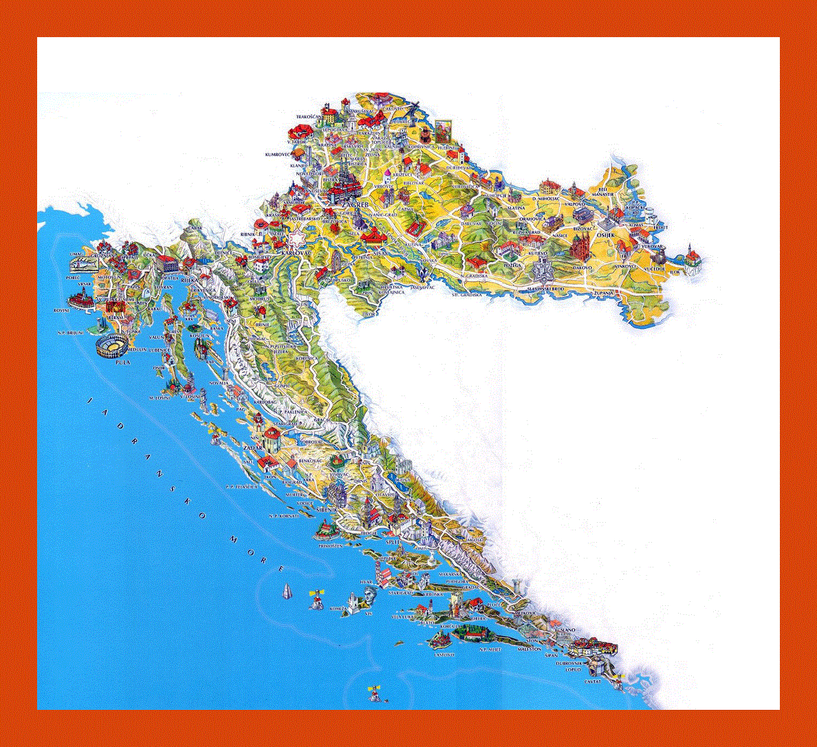 Tourist illustrated map of Croatia