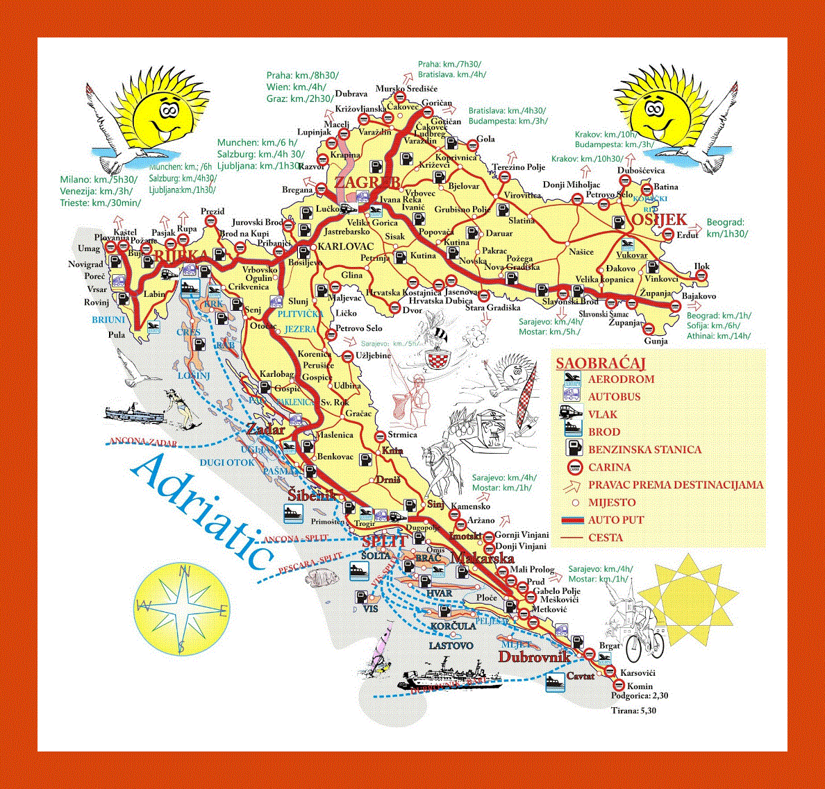 Travel map of Croatia