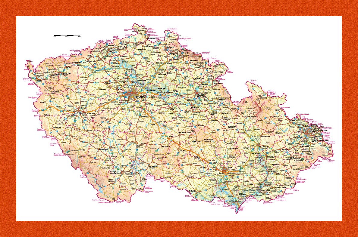 Elevation map of Czech Republic