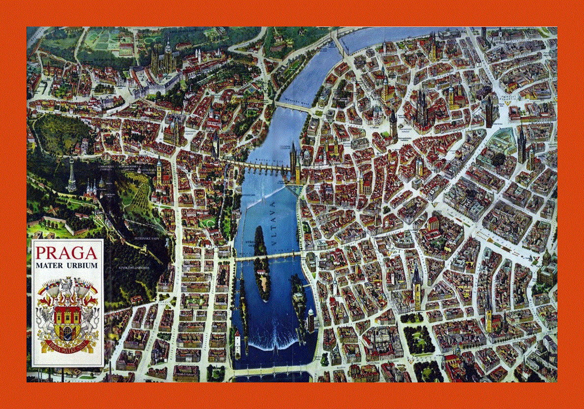 Panoramic map of Prague city