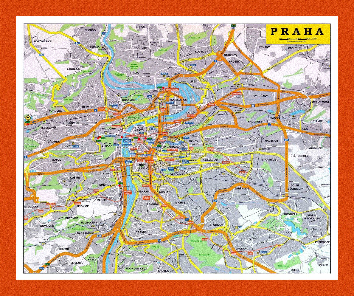 Road map of Praha