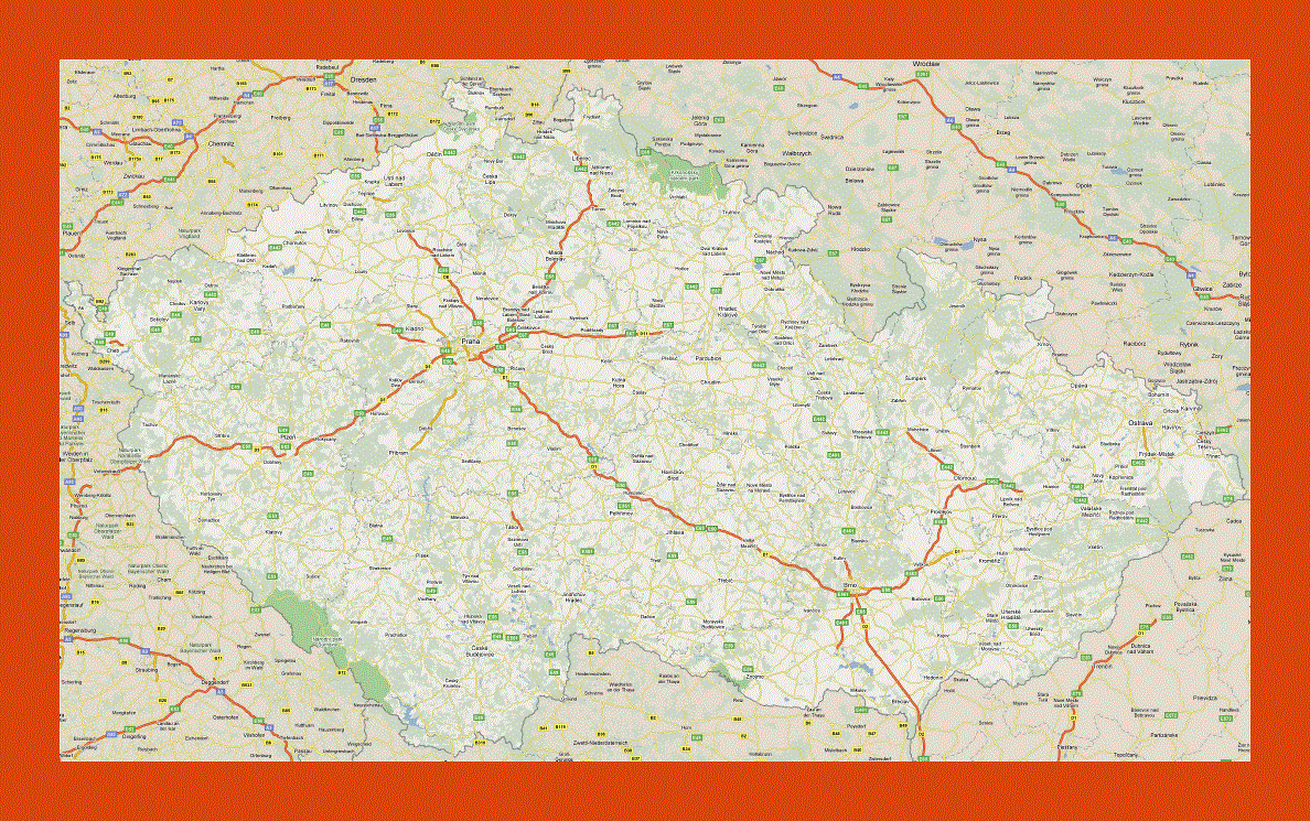 Road map of Czech Republic