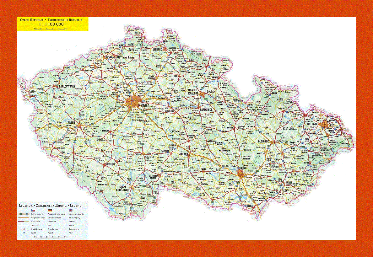 Road map of Czech Republic