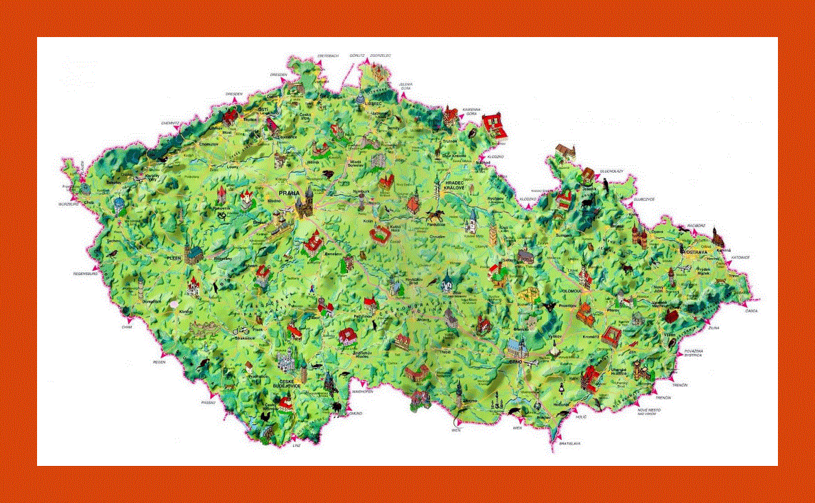 Tourist map of Czech Republic