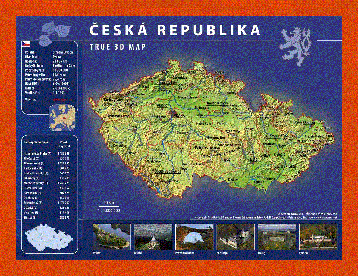 Tourist map of Czech Republic