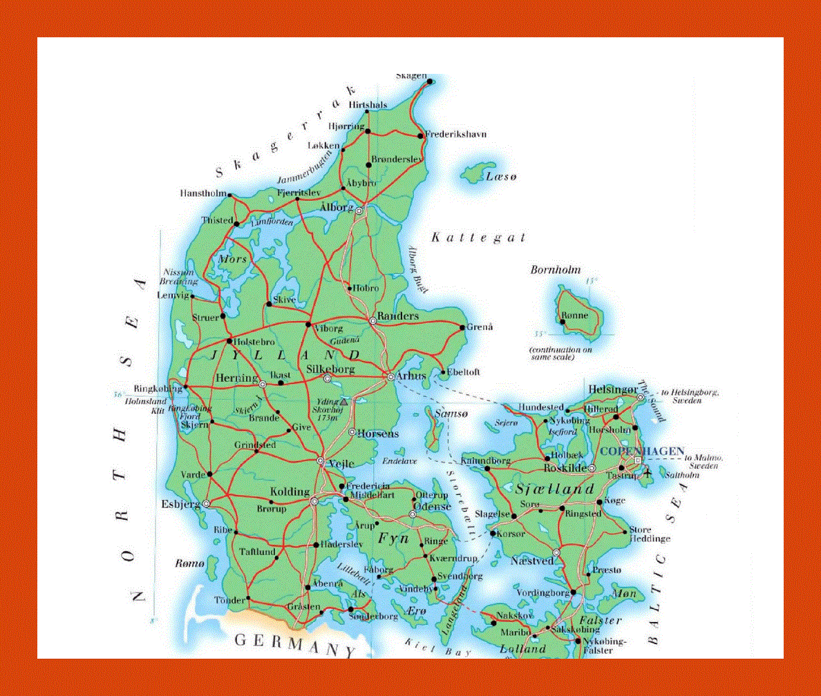 Elevation map of Denmark