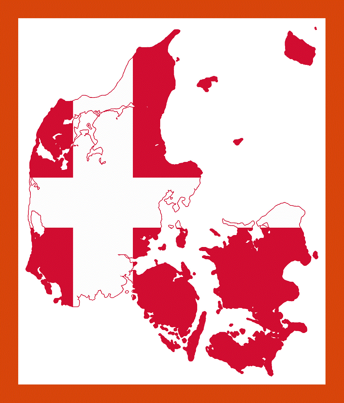 Flag map of Denmark