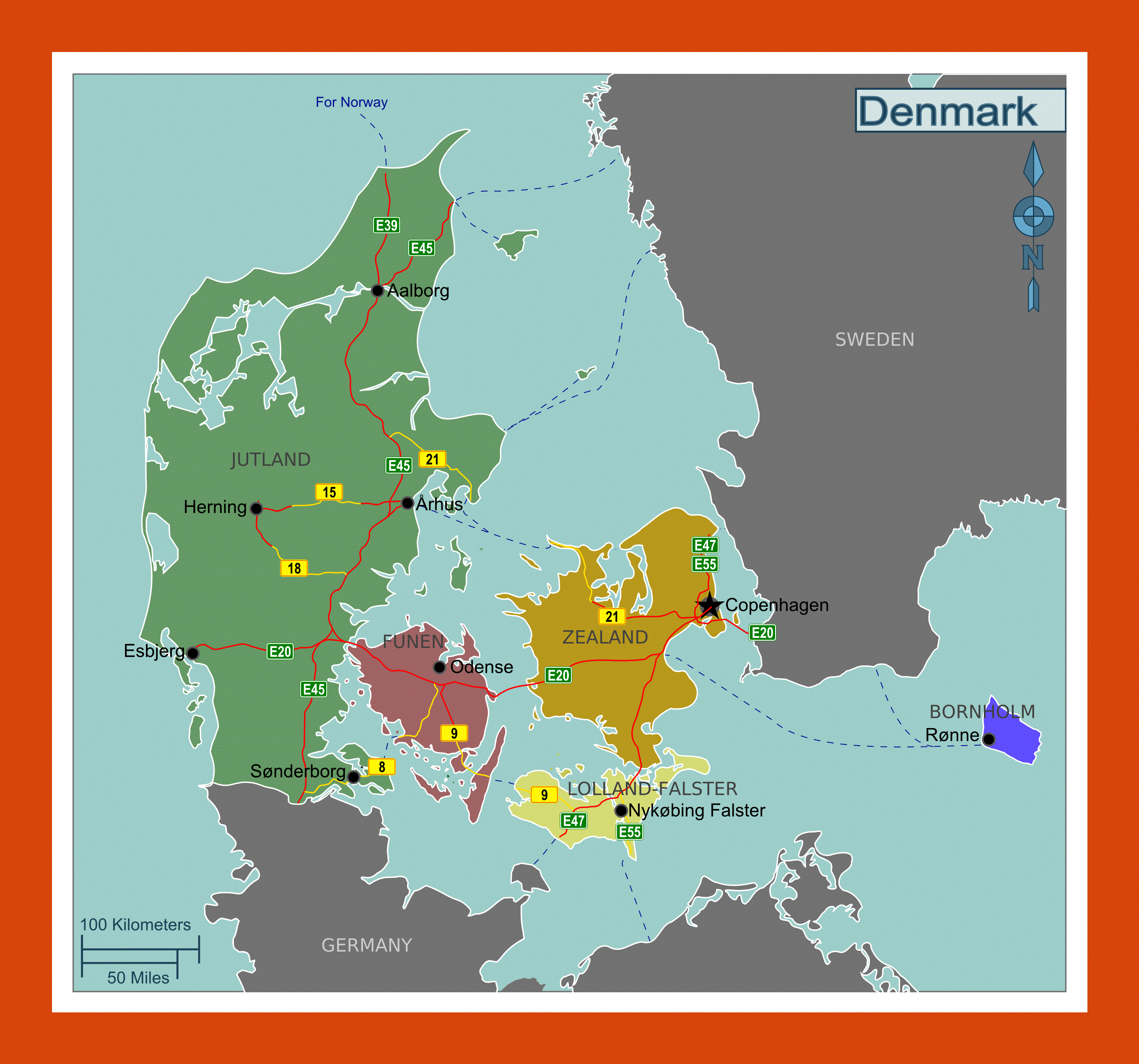 Regions Map Of Denmark Maps Of Denmark Maps Of Europe GIF Map 