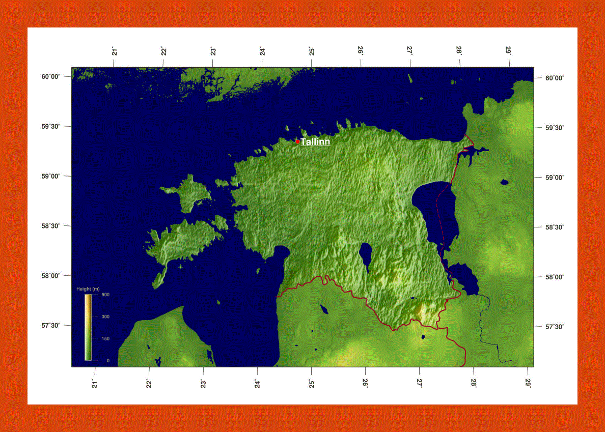 Elevation map of Estonia