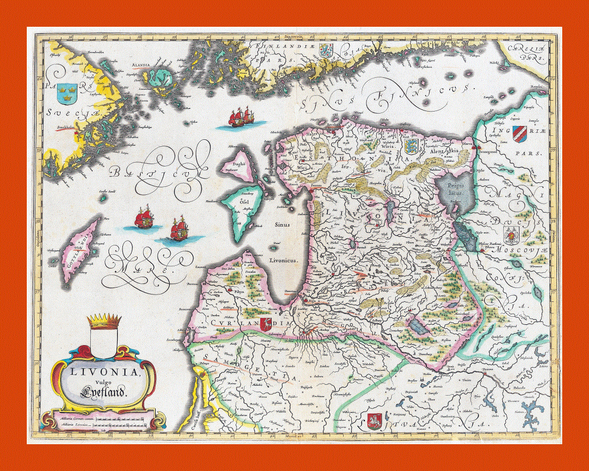 Old map of Estonia (Livonia) - 1662