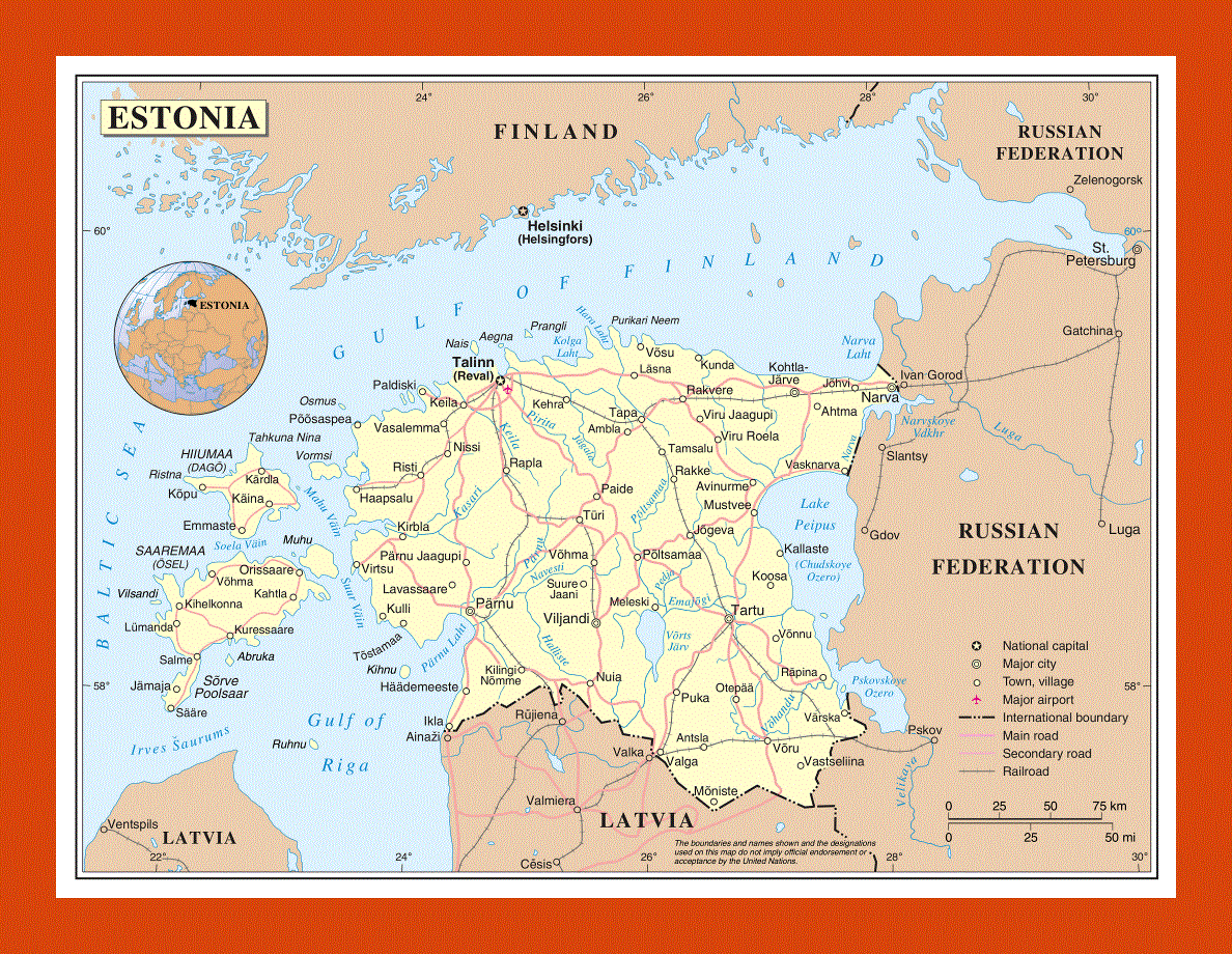 Political map of Estonia