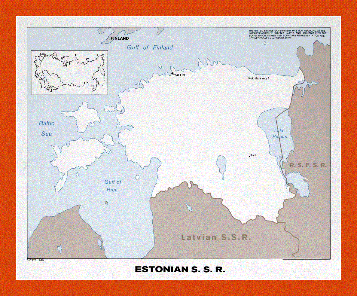 Political map of Estonian SSR - 1975