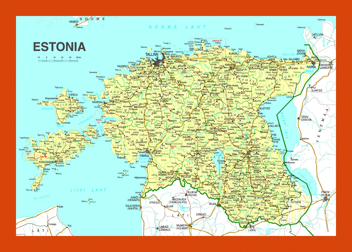 Road map of Estonia