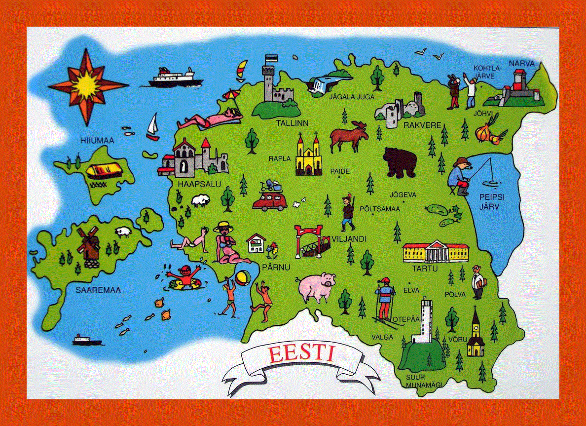 Tourist illustrated map of Estonia