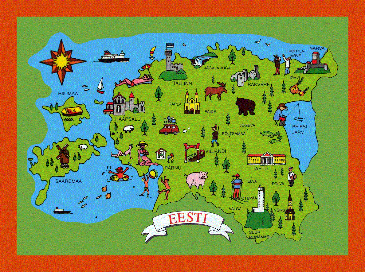 Travel illustrated map of Estonia