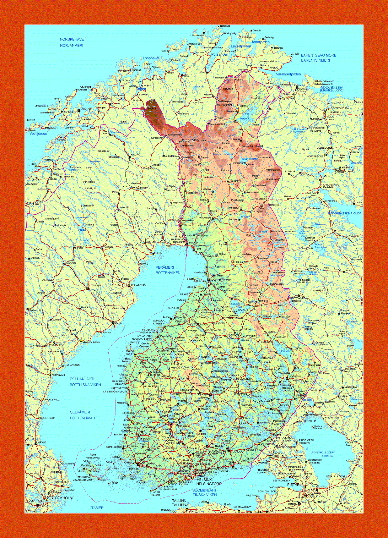 Elevation map of Finland