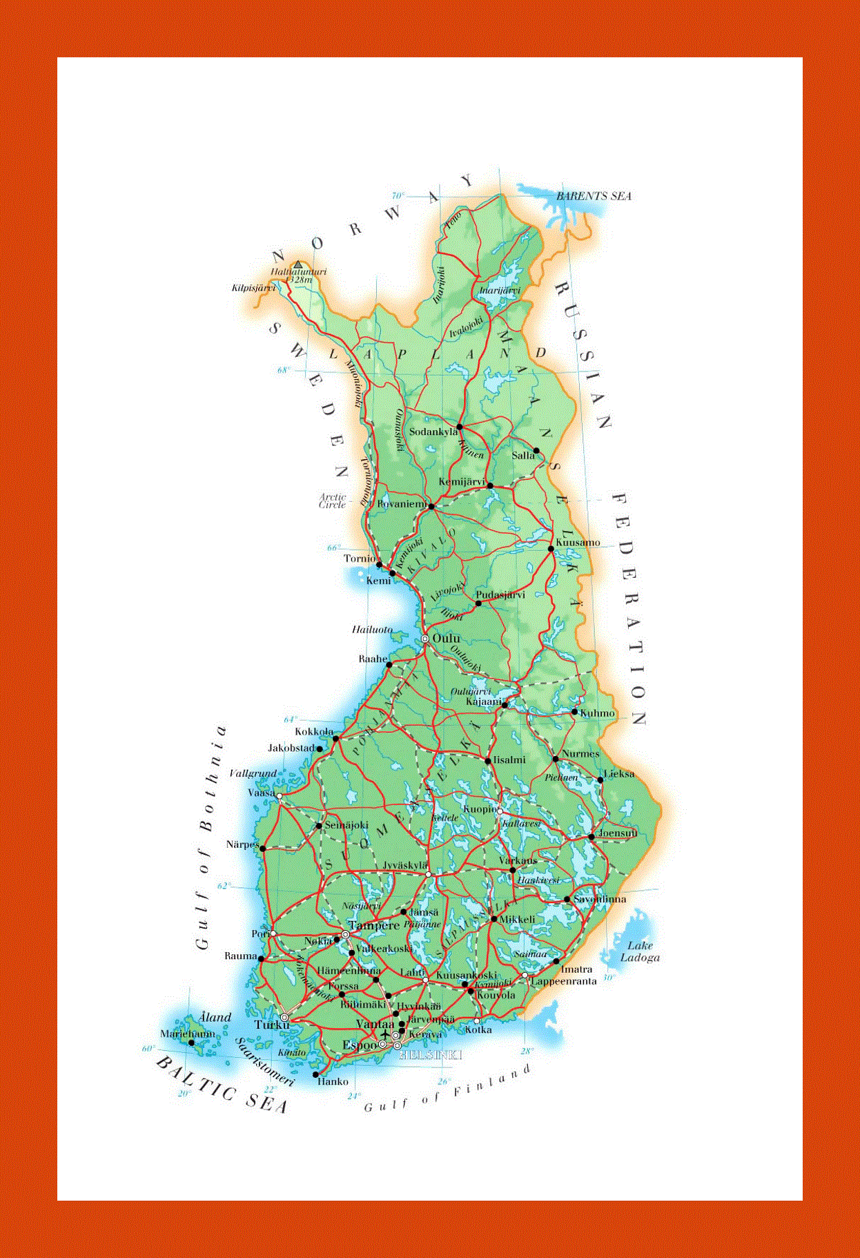 Elevation map of Finland