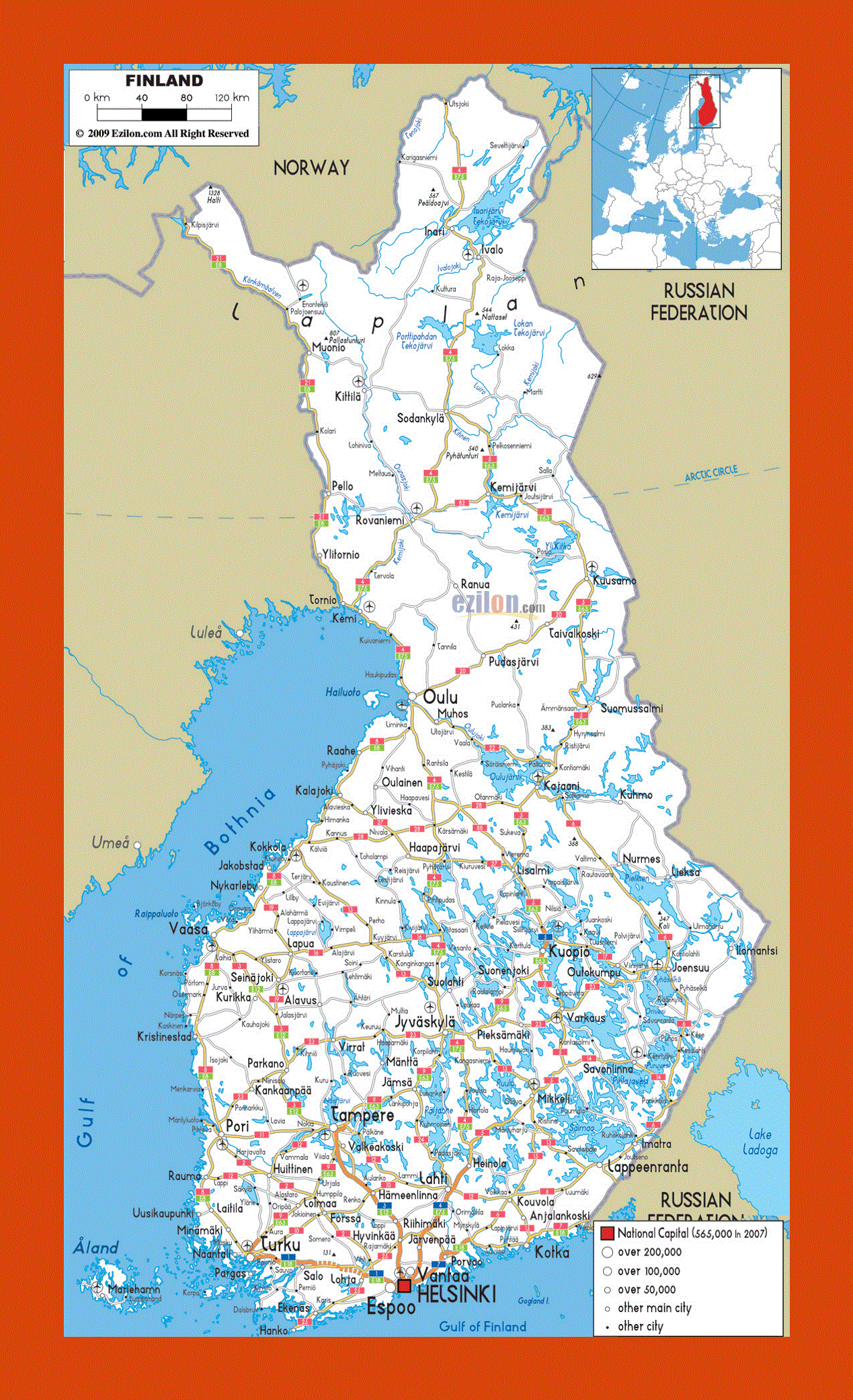 Road map of Finland