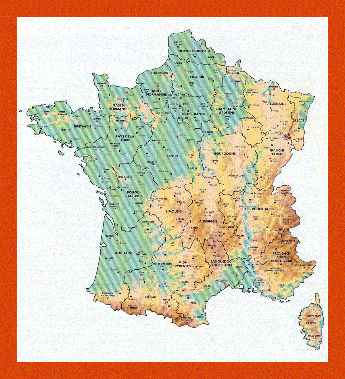 Elevation map of France