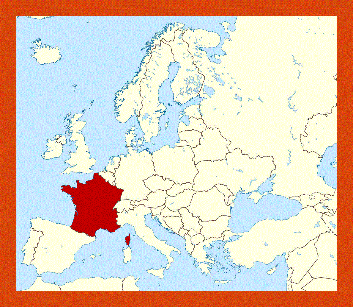 Location map of France in Europe