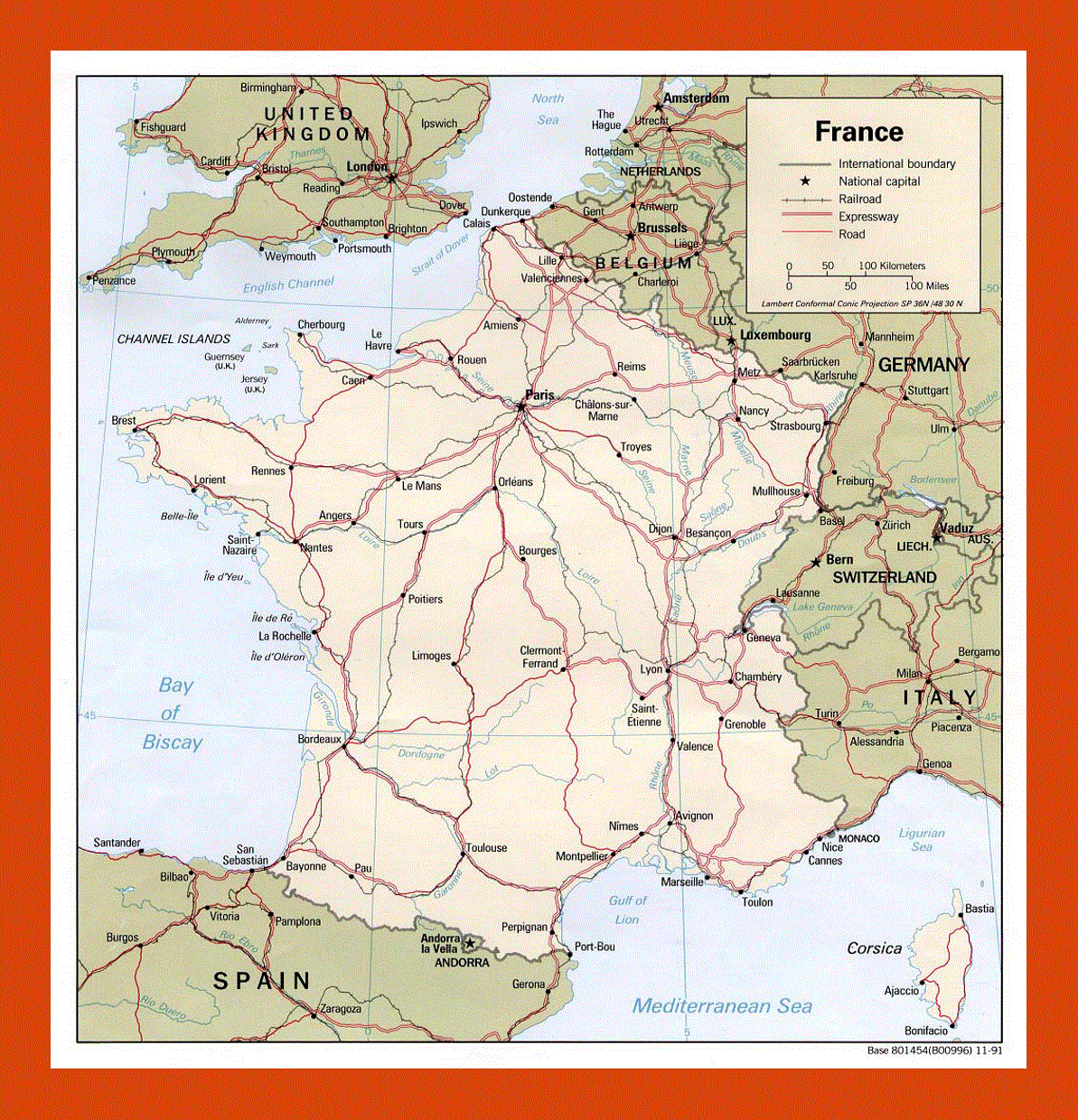 Political map of France - 1991
