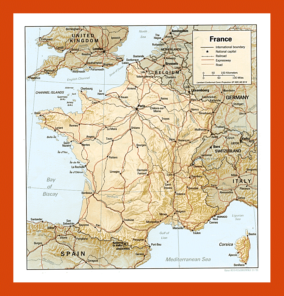 Political map of France - 1991