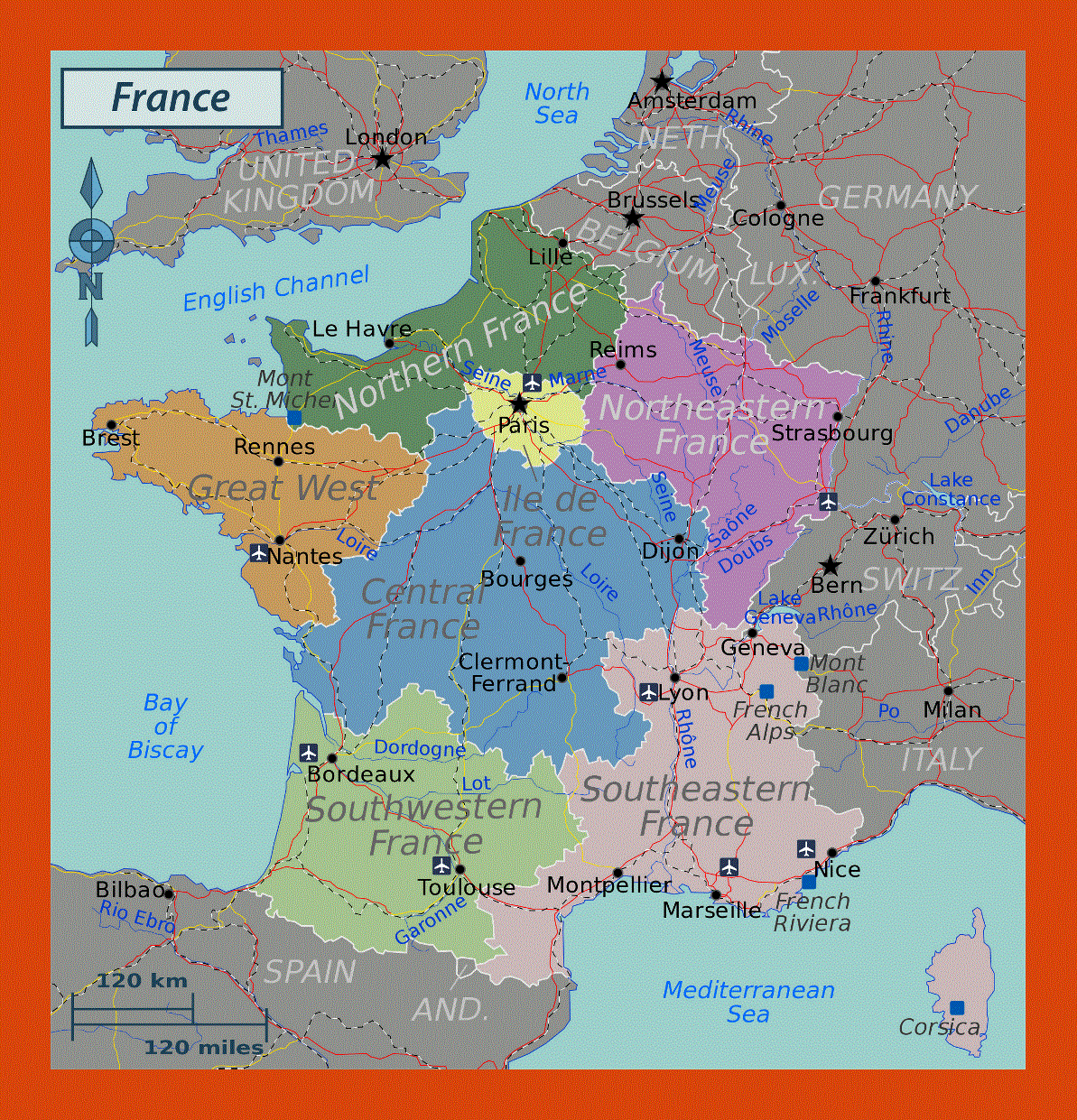 Regions map of France