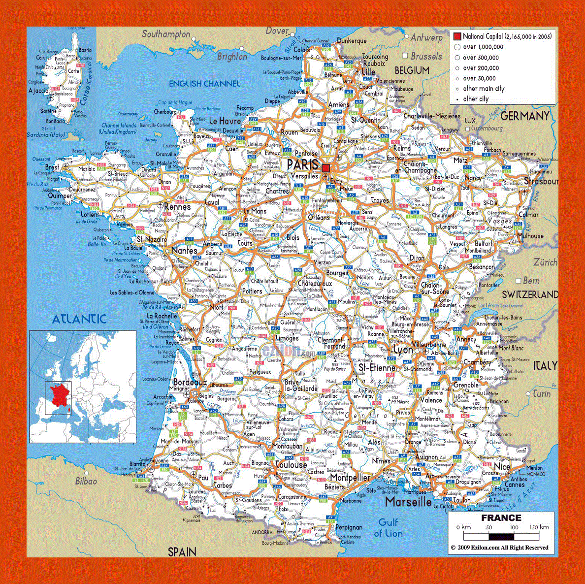 Road map of France