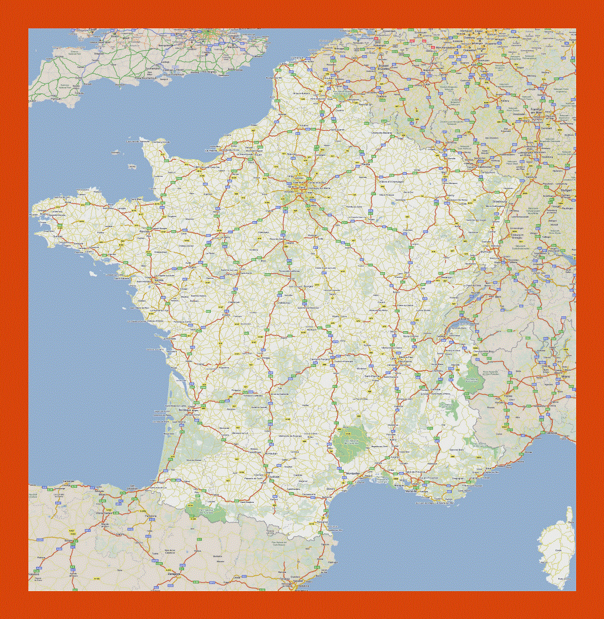Road map of France